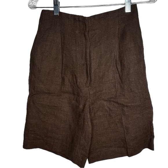 LouLou Studio Brown Linen‎ Shorts - Picture 1 of 6